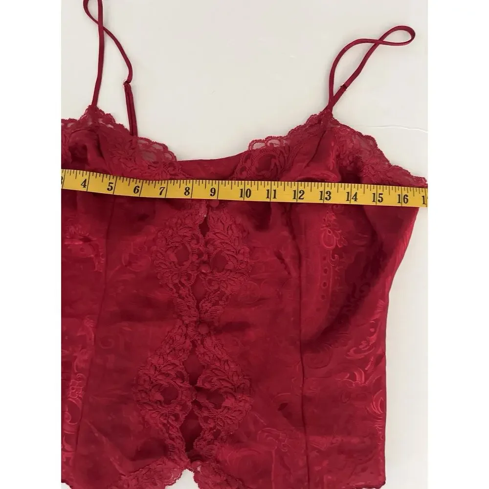 Victorias Secret Camisole Medium Gold Label Red Lace Vintage Coquette Romantic - Picture 4 of 7